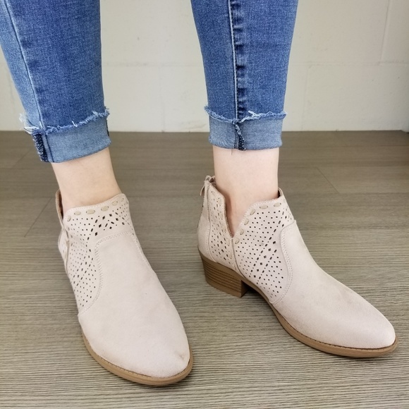 Dusty Rose Perforated Cut Ankle Booties-  BB - Picture 8 of 8